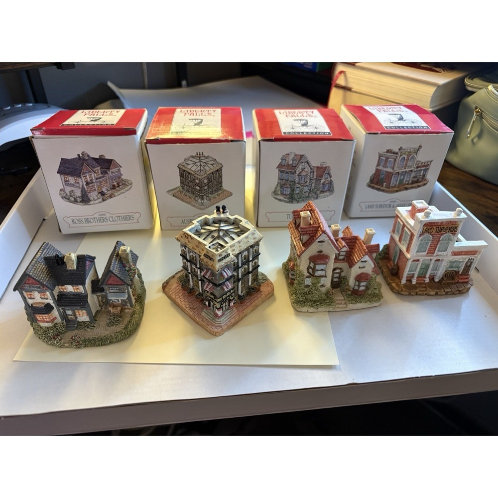Liberty Falls Americana Vintage Village Collection Lot of 4 AH80 AH81 AH83 AH87